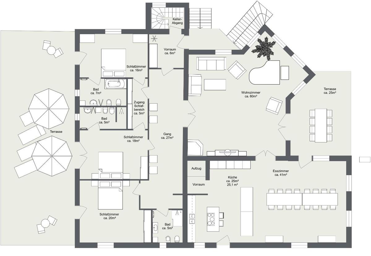 Erdgeschoss - 2D Floor Plan