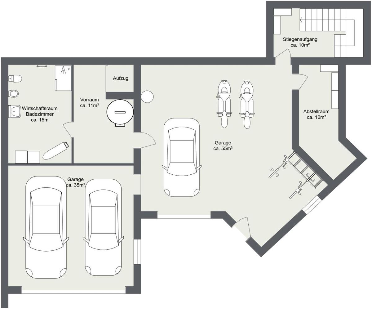 Keller und Garage - 2D Floor Plan