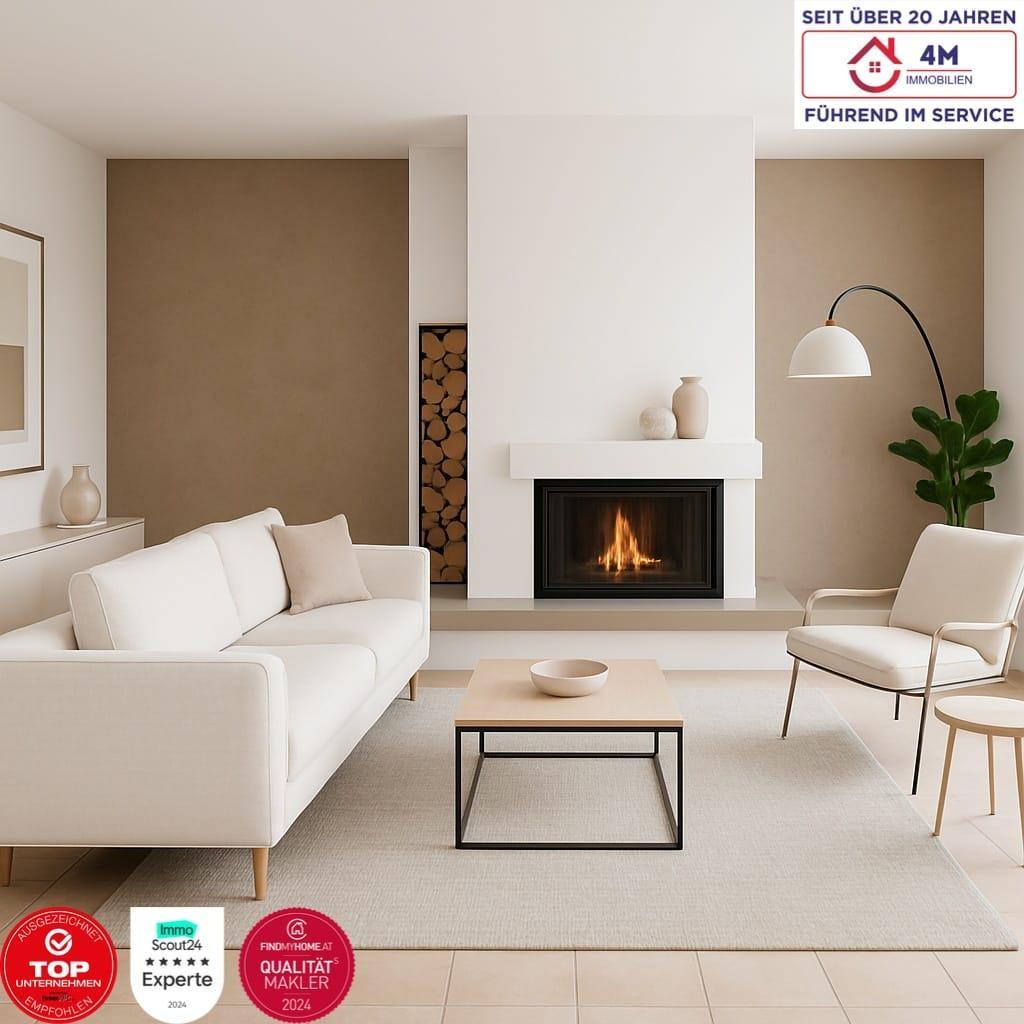 Beispielbild Wohnzimmer mit Kamin