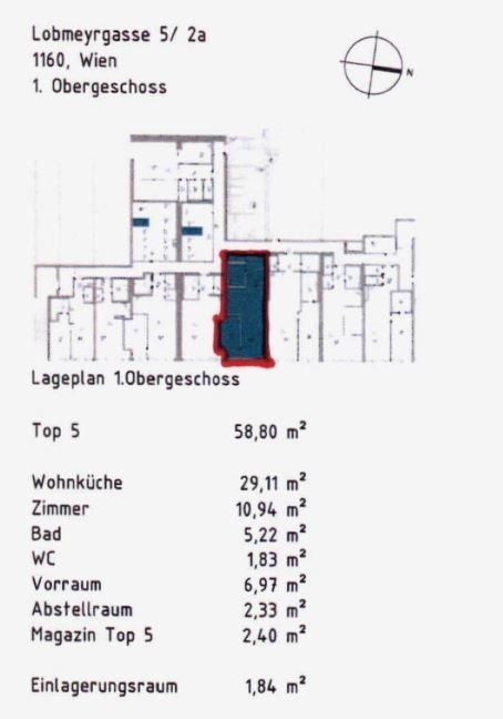Lage im Haus und Flächen