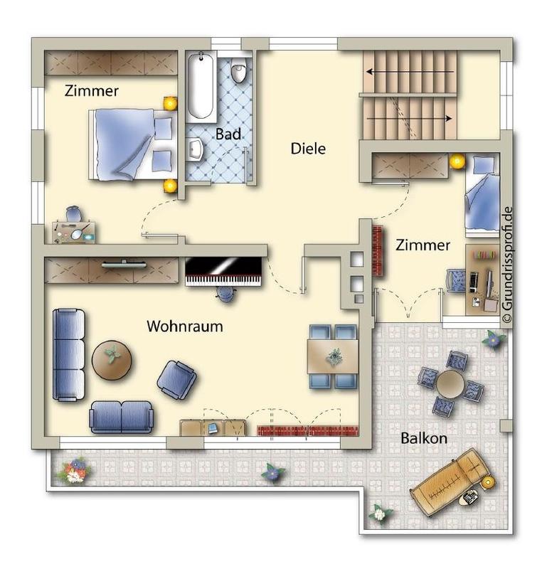 Grundriss OG digital möbliert