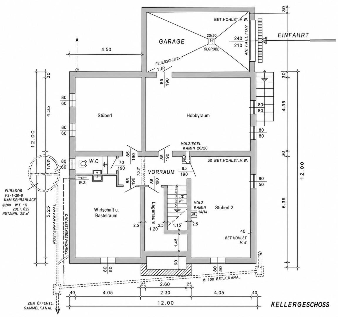 Plan Keller mit Garage
