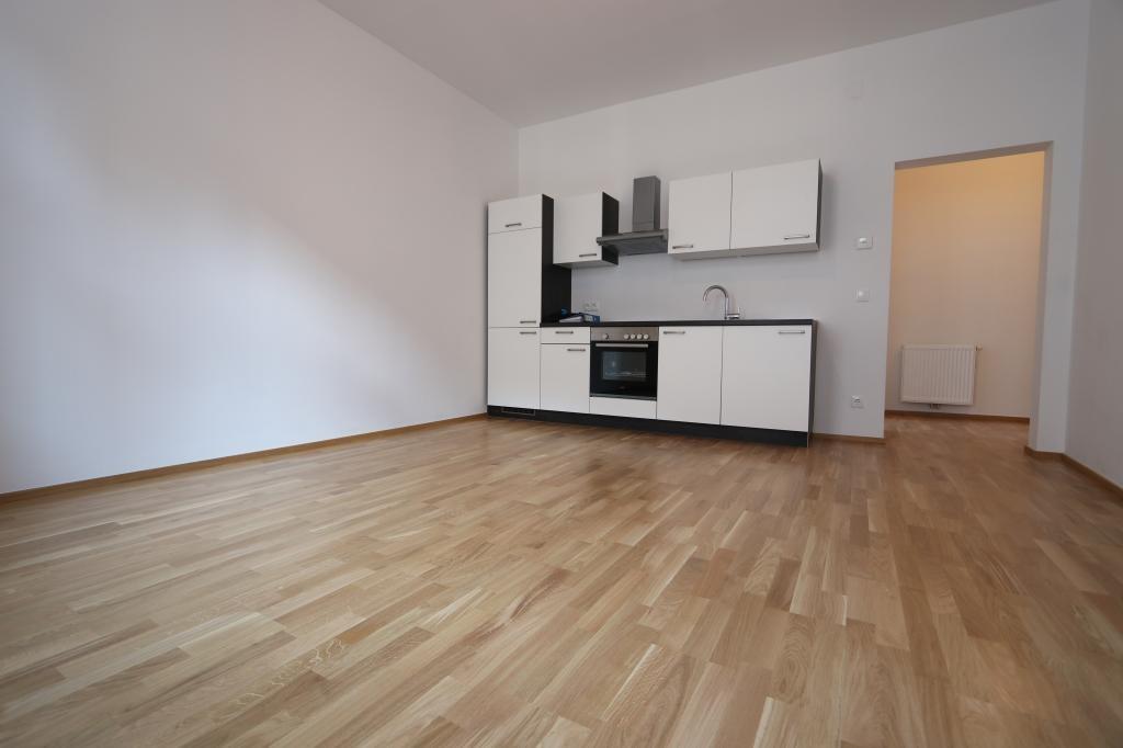 Wohnzimmer mit offener Küche