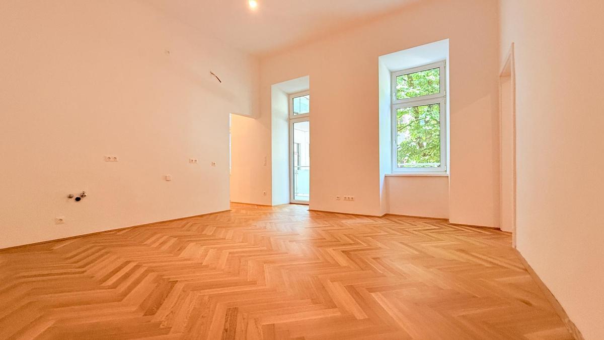 Wohnraum mit Küchenanschlüssen
