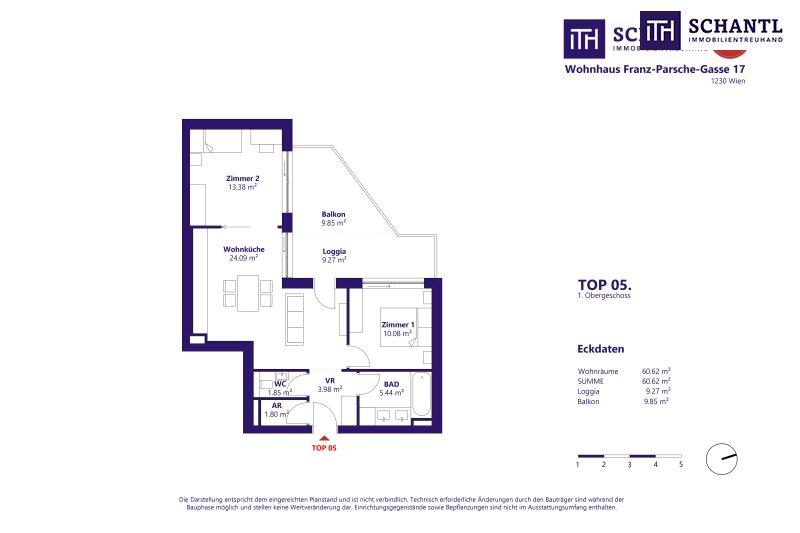 Grundriss Top 5, 1.Obergeschoss, schematische Darstellung