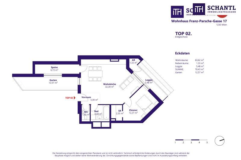 Grundriss Top 2, Erdgeschoss, schematische Darstellung