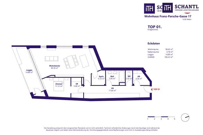 Grundriss Top 1, Erdgeschoss, schematische Darstellung