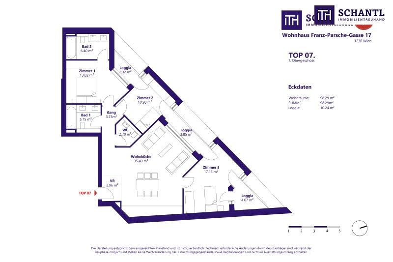 Grundriss Top 7, 1.Obergeschoss, schematische Darstellung