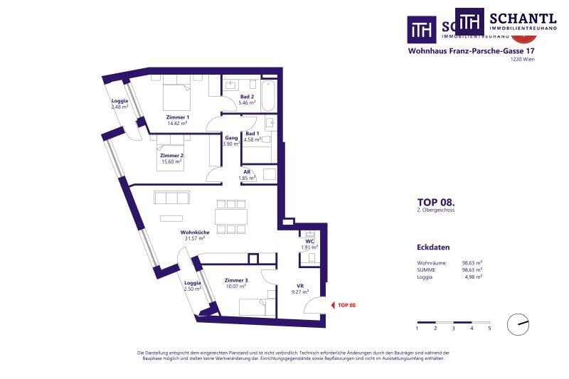 Grundriss Top 8, 2.Obergeschoss, schematische Darstellung