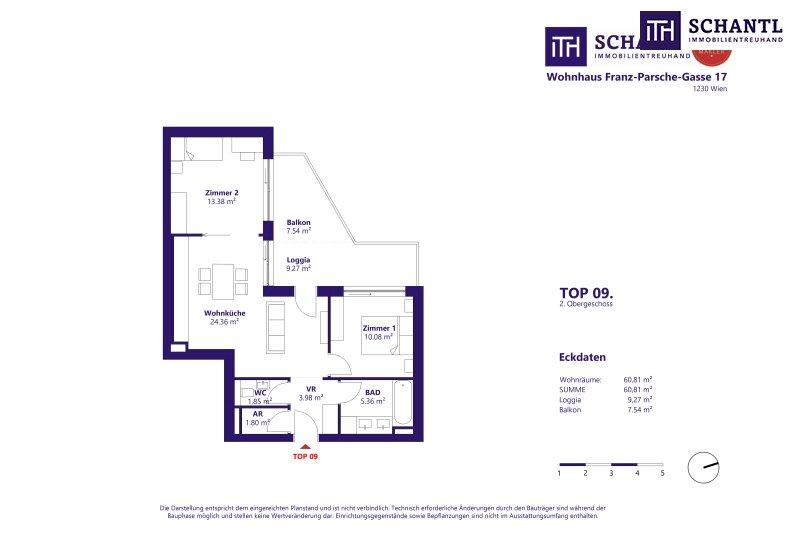 Grundriss Top 9, 2.Obergeschoss, schematische Darstellung