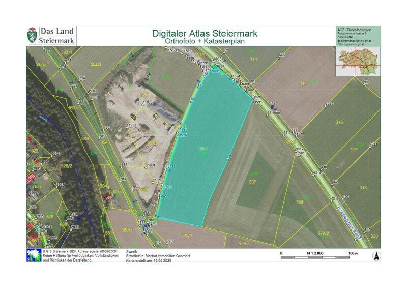 Orthofoto und Katasterplan