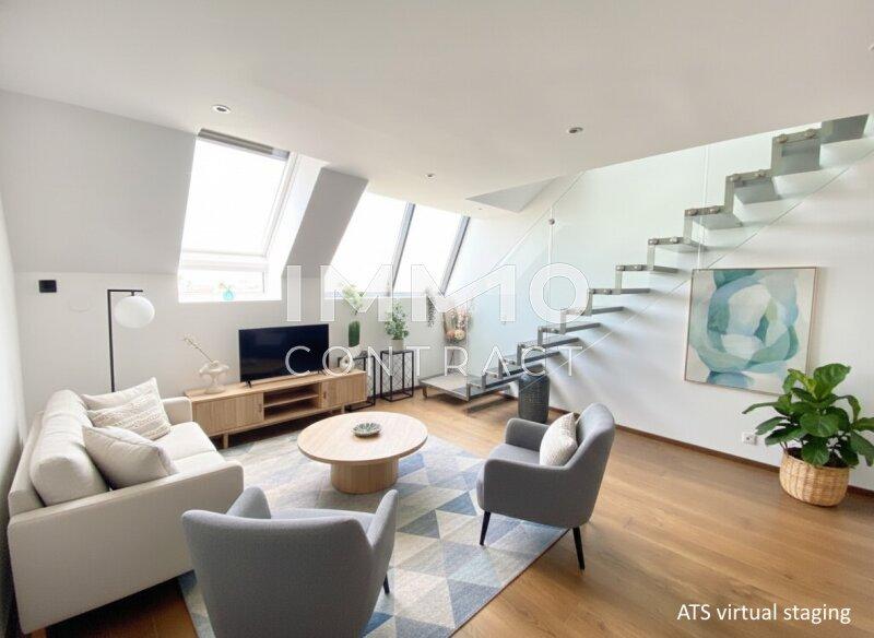 Wohnzimmer KI möbliert