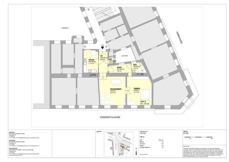 Grundriss - Hebragasse 4, Top 12