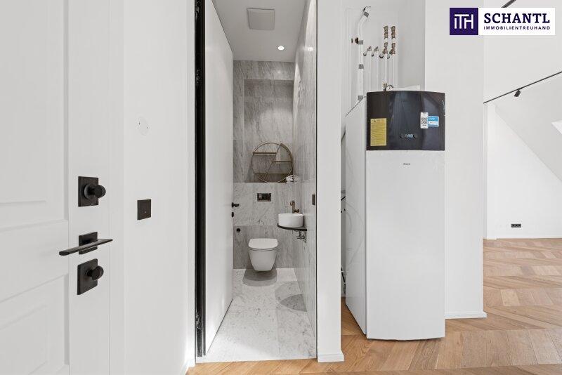 WC im Eingangsbereich der Wohnung, Luftwärmepumpe
