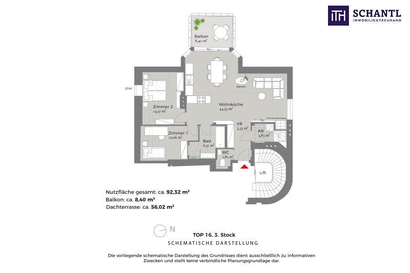 Grundriss Top 16, schematische Darstellung