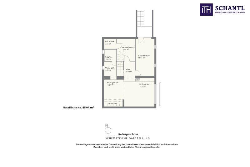 Grundriss Kellergeschoss, schematische Darstellung