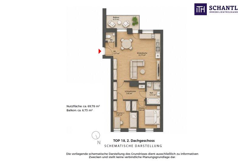 Grundriss Top 18, schematische Darstellung