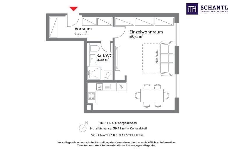 Grundriss Top 11, schematische Darstellung