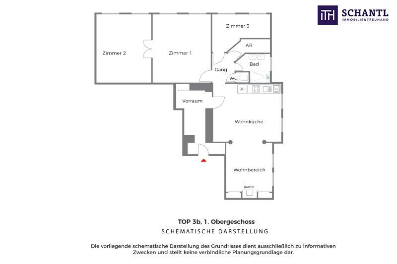 Grundriss Top 3b, schematische Darstellung