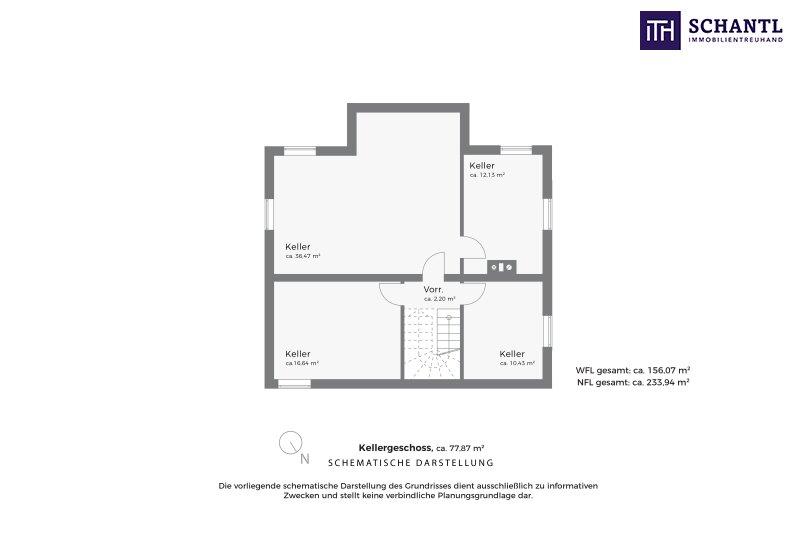 Grundriss Kellergeschoss, schematische Darstellung