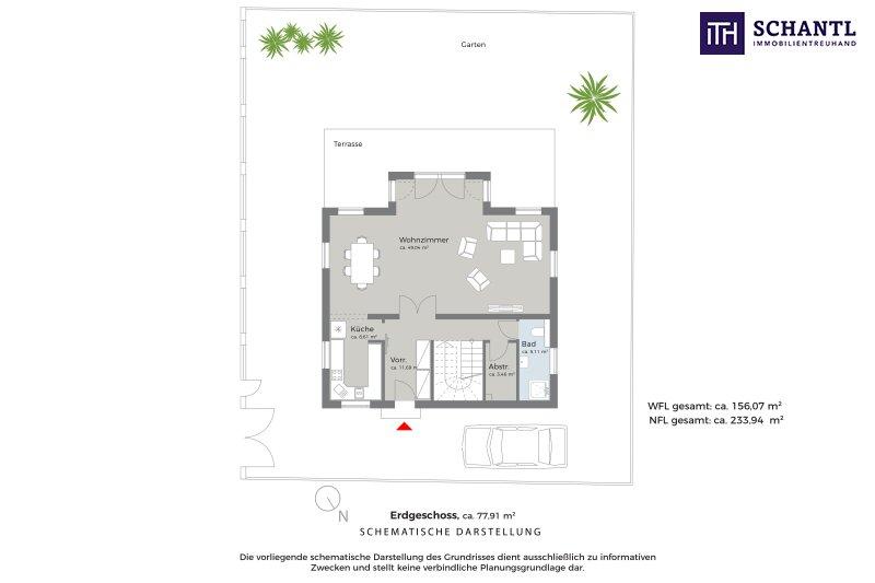 Grundriss Erdgeschoss, schematische Darstellung