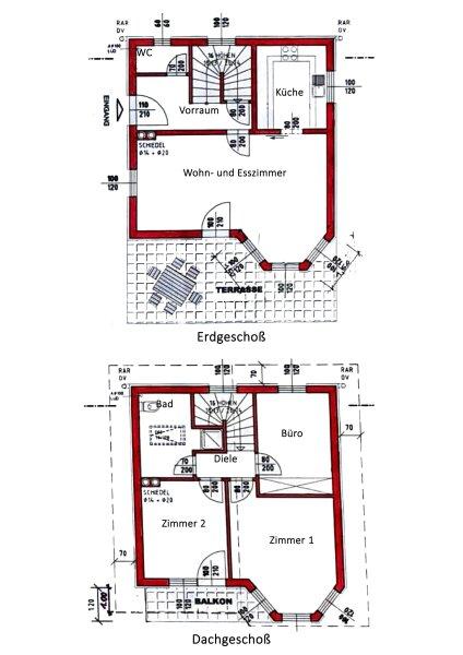 Grundriss Skizze Erdgeschoß und Obergeschoß