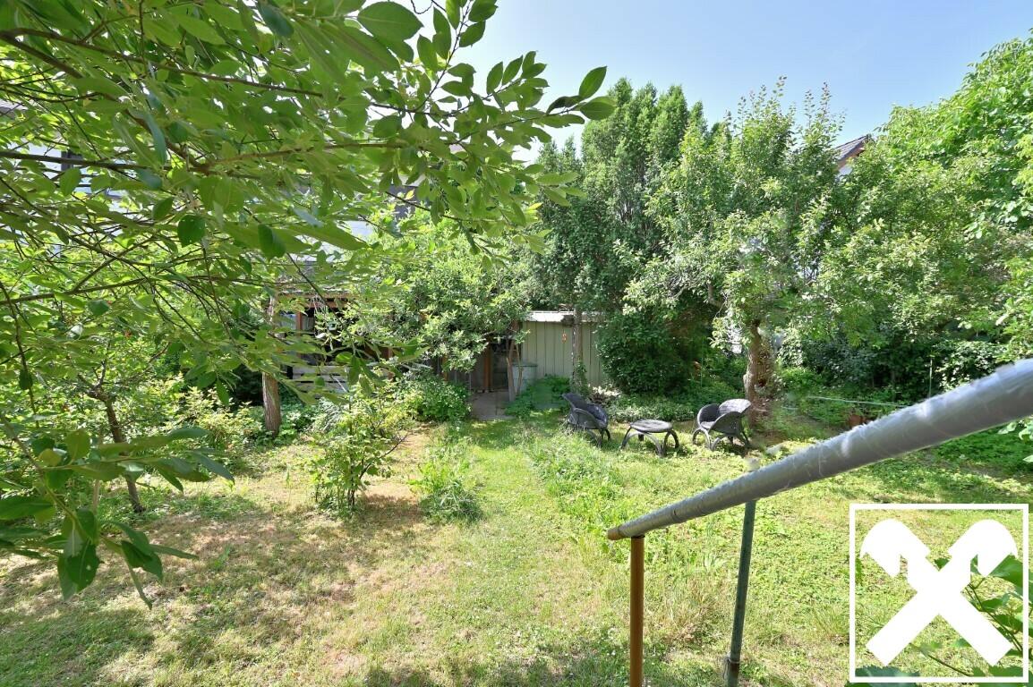 Blick in den Garten vom Wintergarten aus