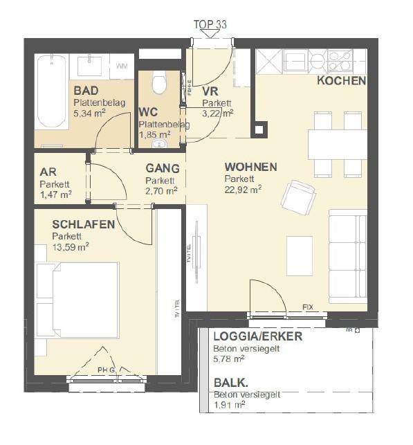 3. Plan Vorsorgewohnung 1220 Wien