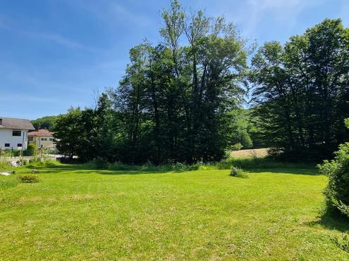EBENER, SONNIG GELEGENER BAUGRUND AN GRNLANDGRENZE
