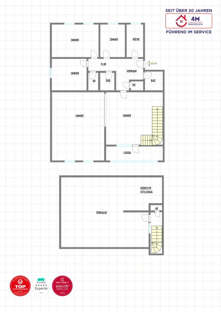 Plan der Wohnung mit der Terrasse
