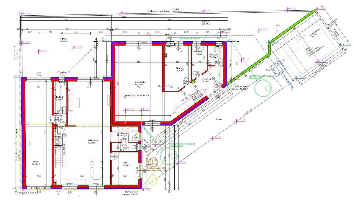 Erdgeschoss Grundriss H1 und H2