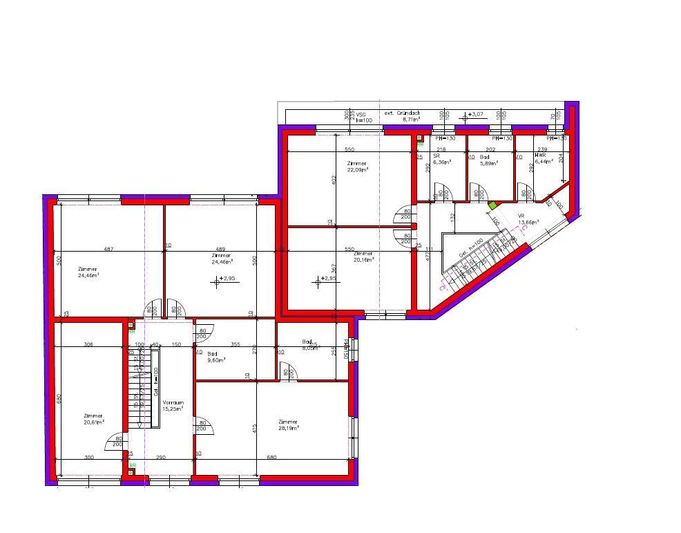 Obergeschoss Grundriss H1 und H2