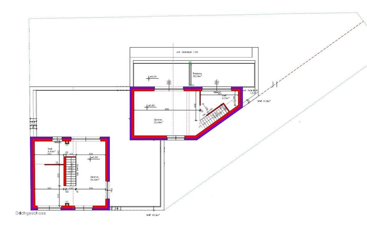 Dachgeschoss Grundriss H1 und H2