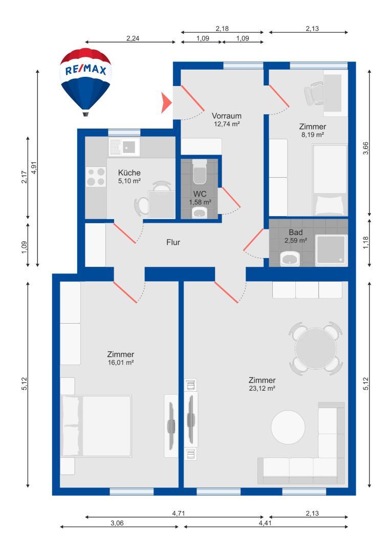 12. Eigentumswohnung 1050 Wien - Grundriss