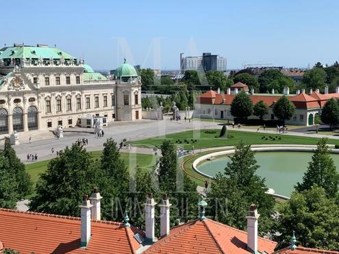 komplett mblierte Altbauwohnung mit Blick aufs Belvedere