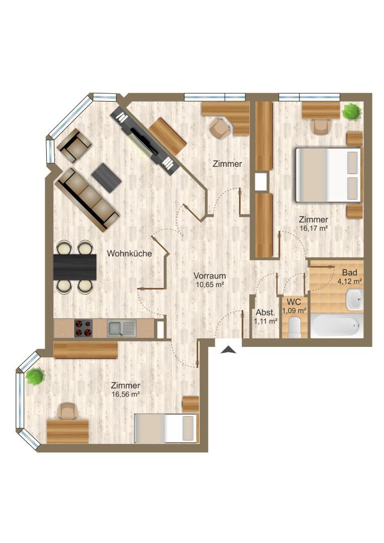 Grundriss 4 Zimmer
