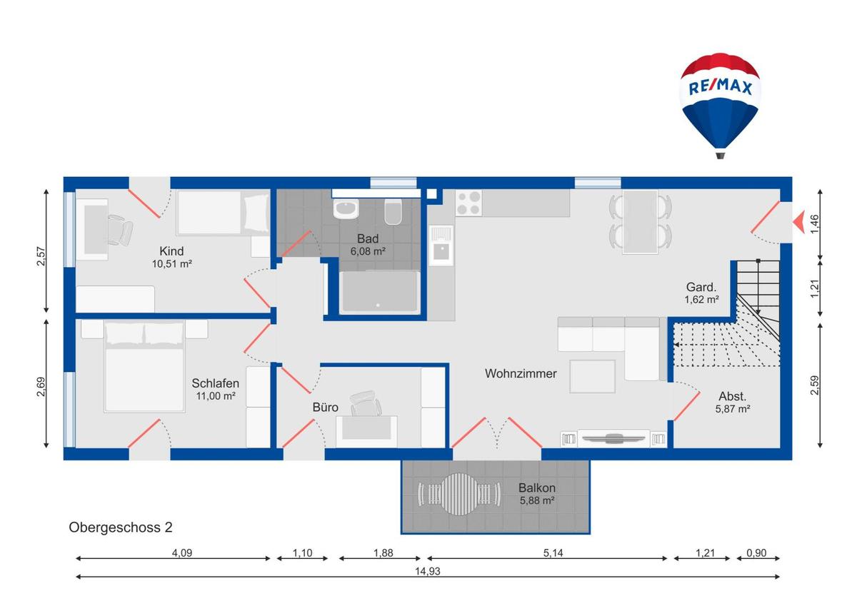 Grundriss OG 4 Zimmer