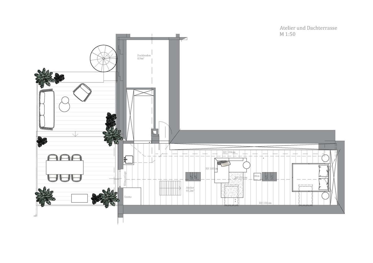 Atelier und Dachterrasse