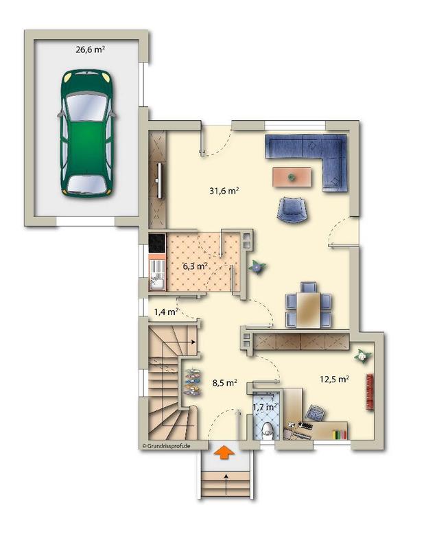 EFH 1220 Wien Grundriss mbliert EG