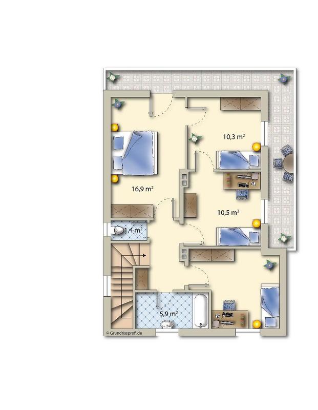 EFH 1220 Wien Grundriss mbliert OG