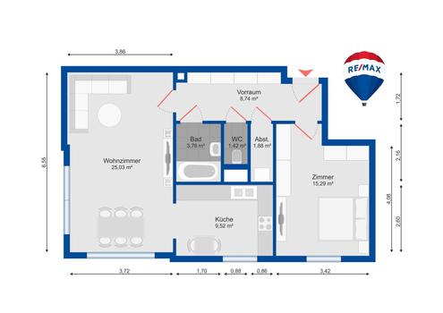 "Helle 2-Zimmer-Wohnung mit Garagenplatz!"