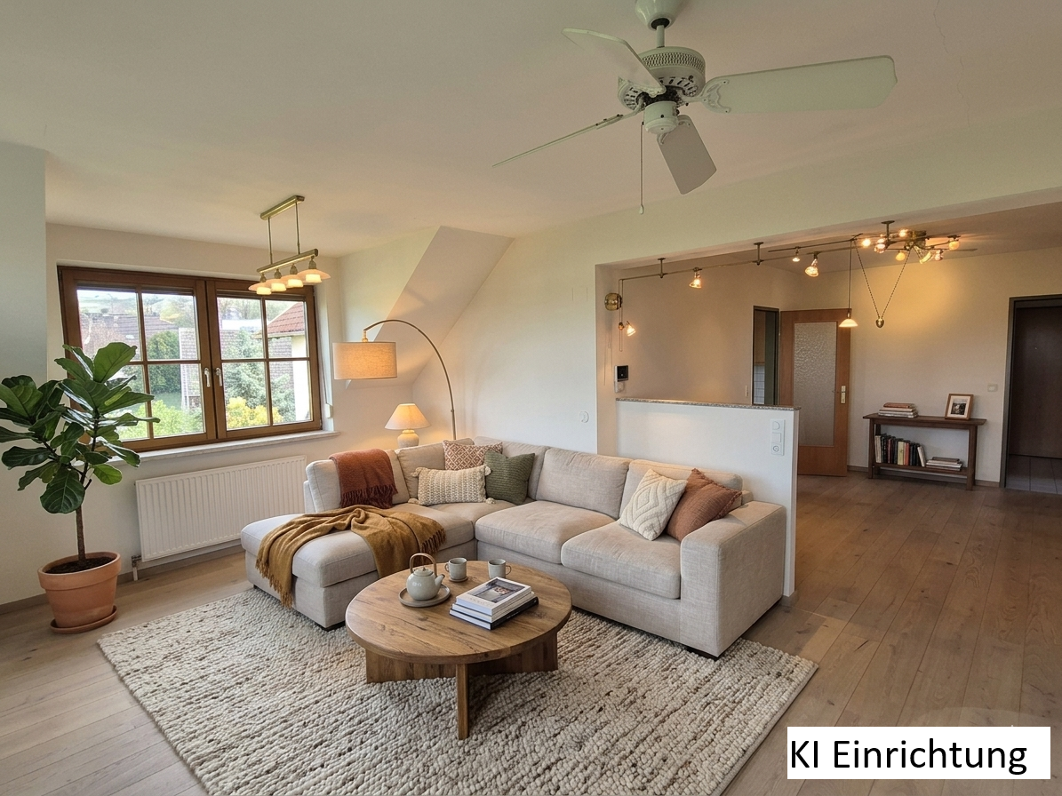 Wohnzimmer KI eingerichtet