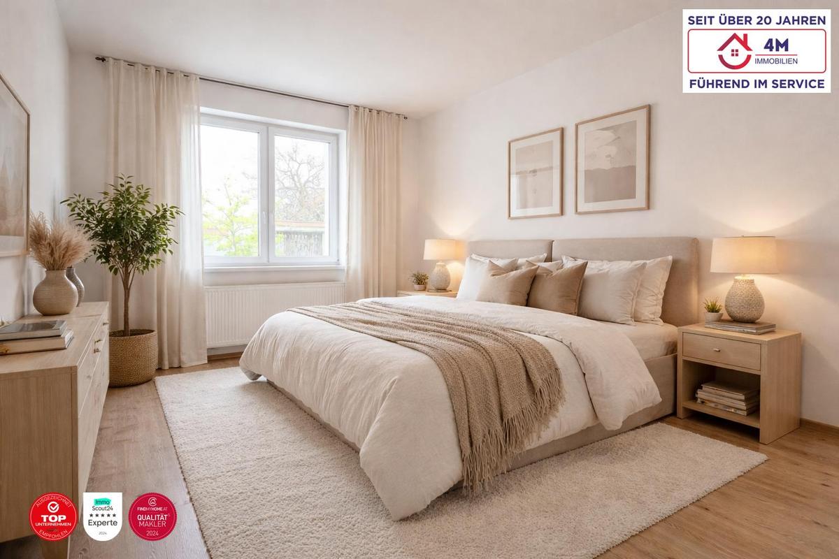 Schlafzimmer gestagt