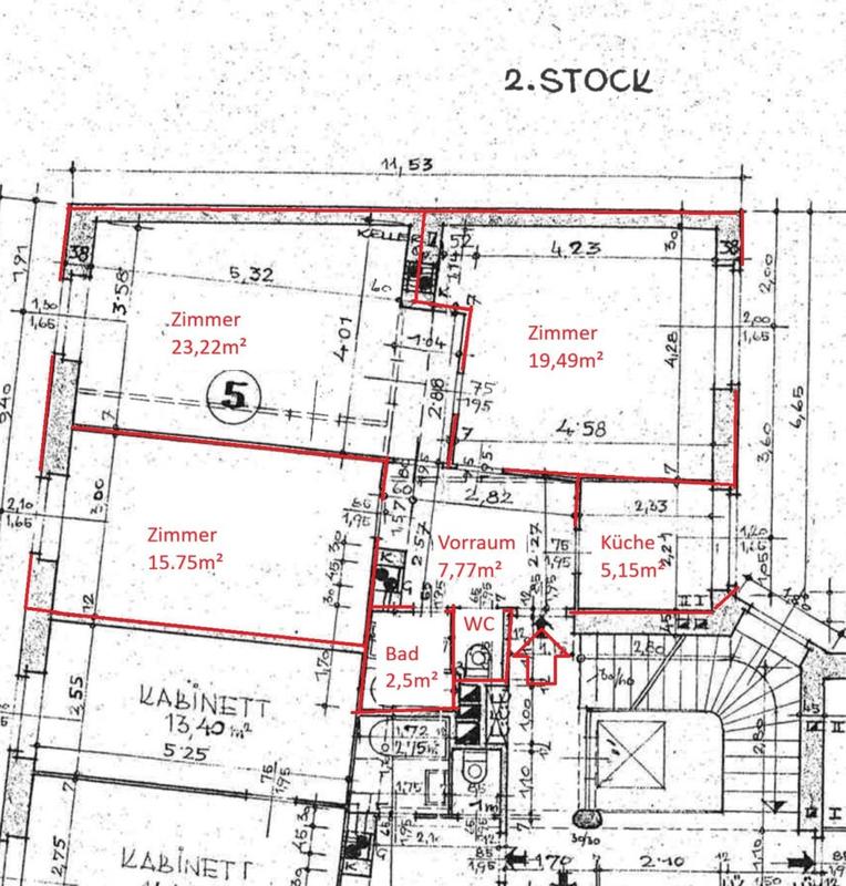 Grundrissplan markiert
