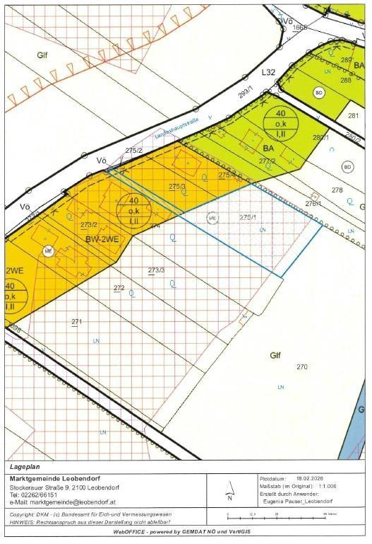 Fl�chenwidmungsplan Grundst�ck 2105 Oberrohrbach