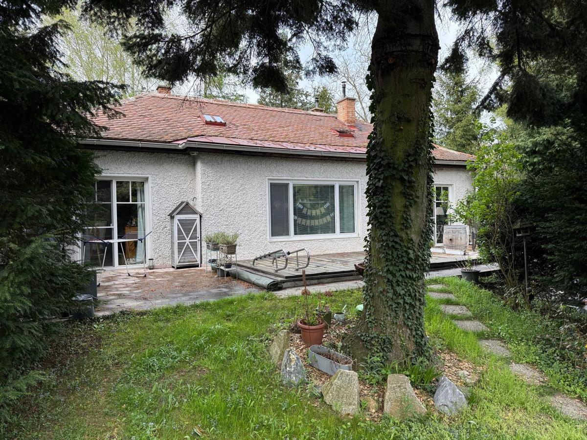 Blick vom Garten auf Terrasse