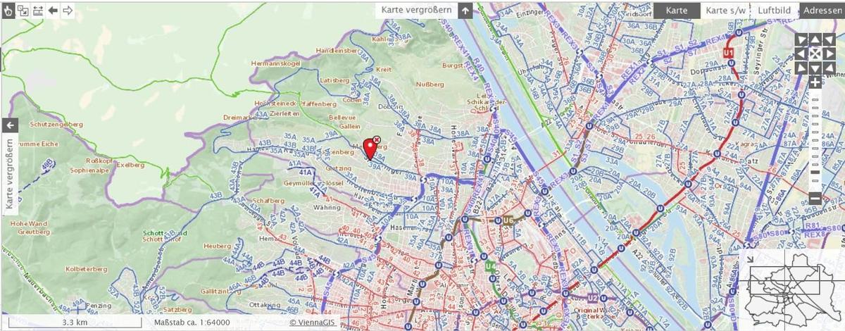 Lageplan mit �ffis - Distanz