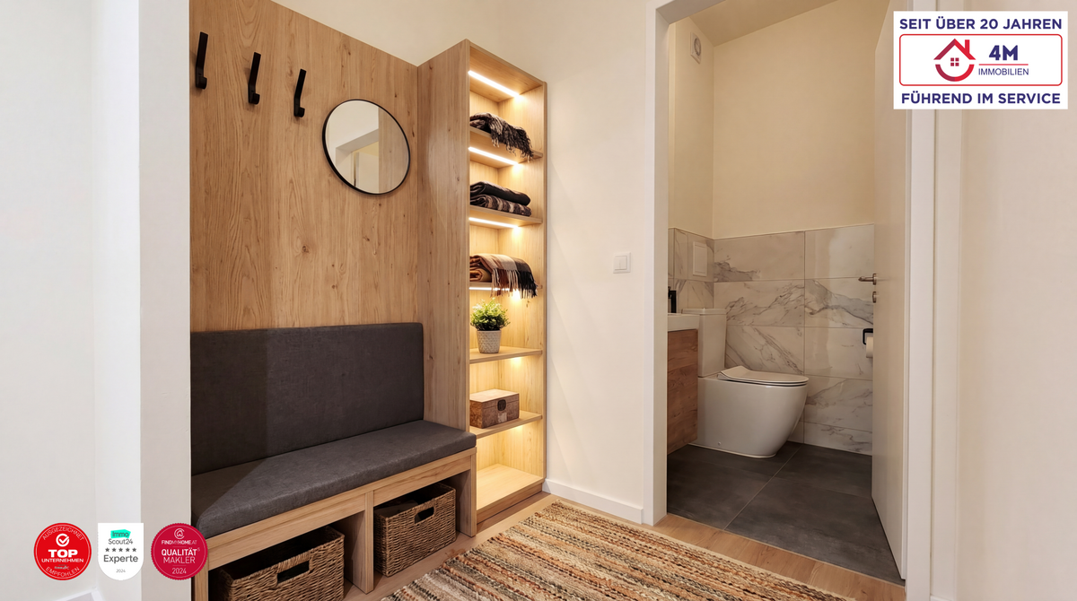Garderobeneck Vorzimmer gestagt