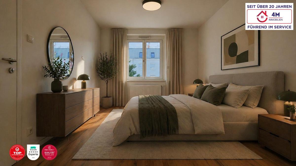 Schlafzimmer gestagt