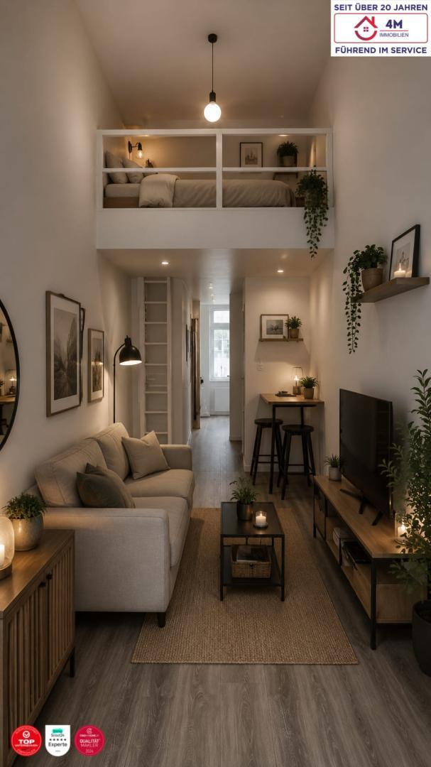 KI generiert (Wohnzimmer und Schlafnische)